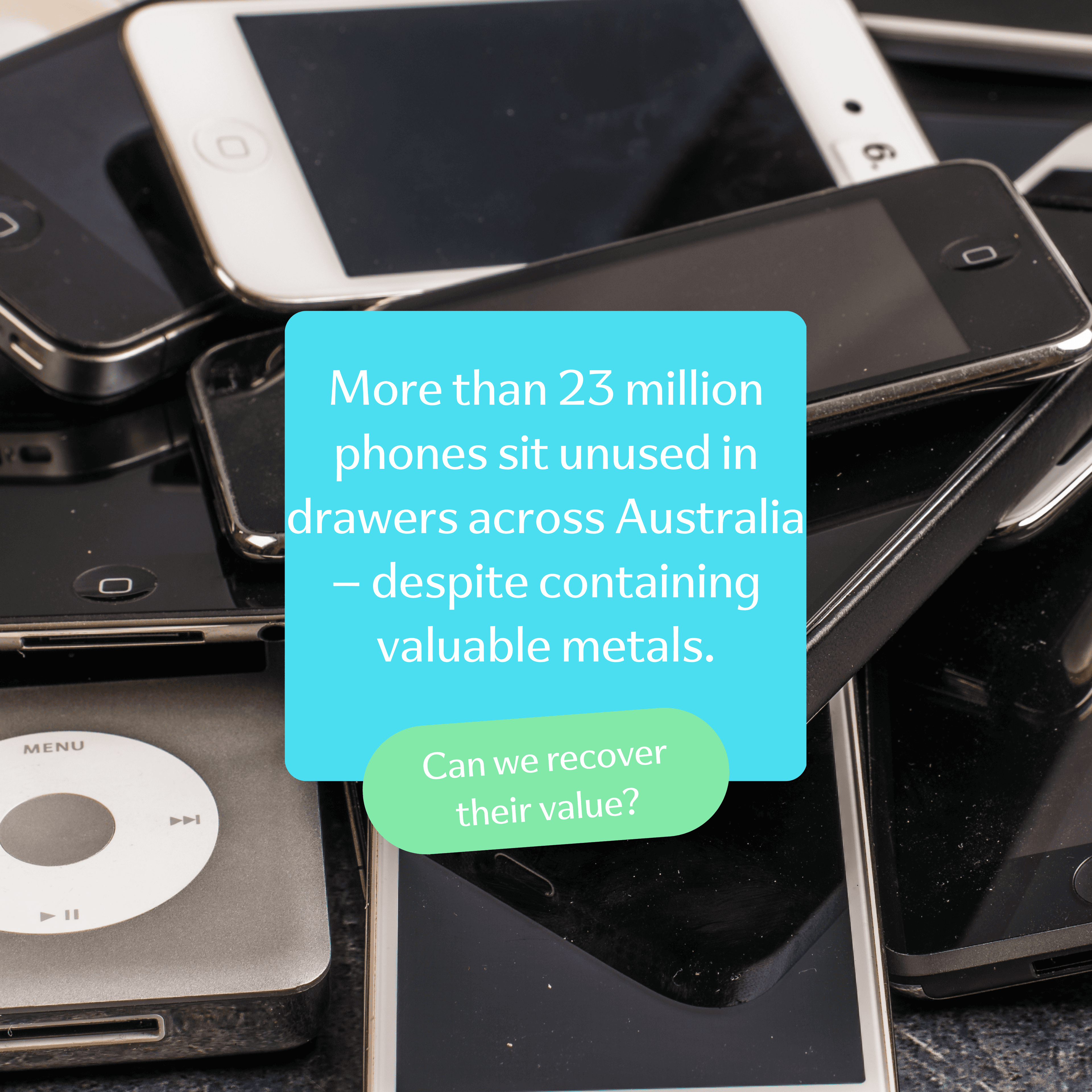 Stacked mobile phones illustrating electronic waste